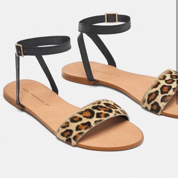 Zara Trafluc Leather Leopard Sandals - Picture 11 of 12